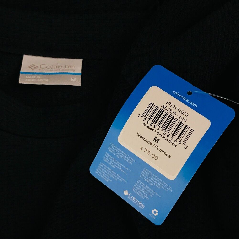 Columbia Women's Medium Dress Black Firwood Ottoman Long Sleeve A-Line NWT AX30 - Picture 3 of 5